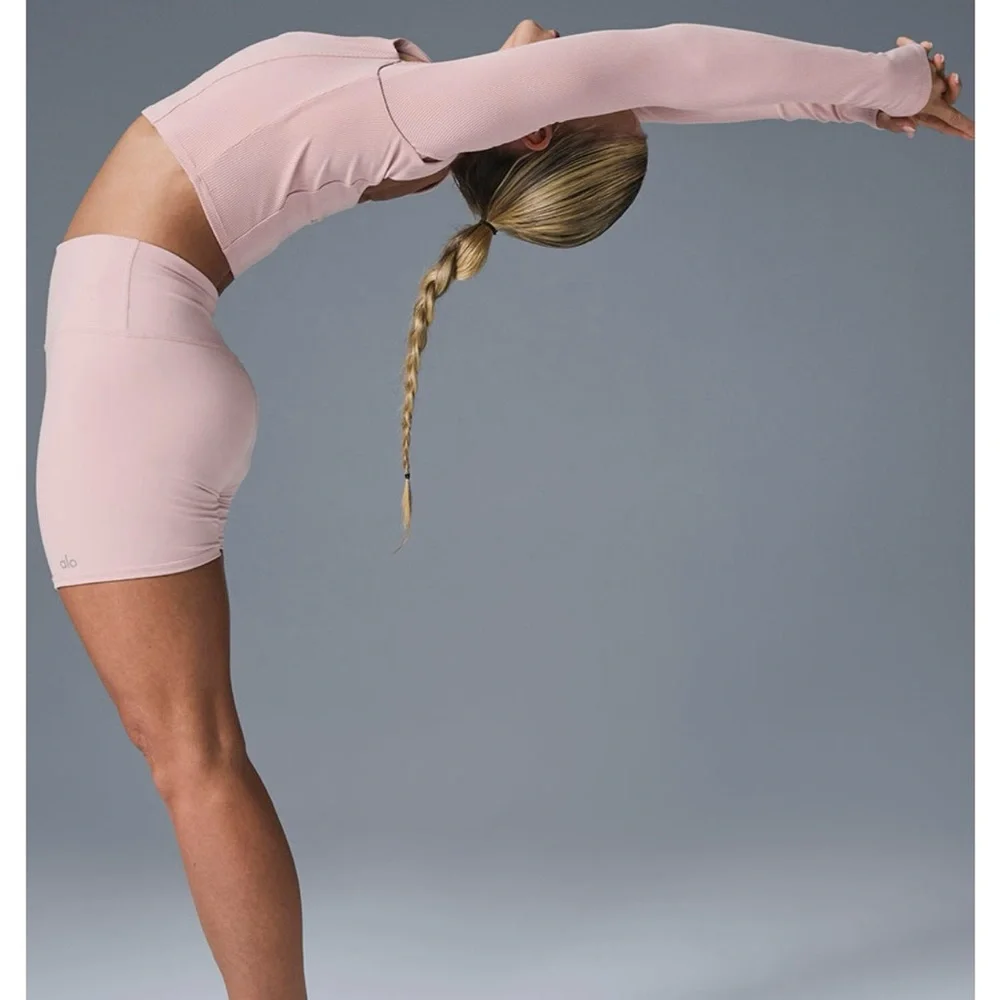 Alo Yoga Ballet Pink 5” Airbrush High-waist Biker Short - Picture 15 of 15